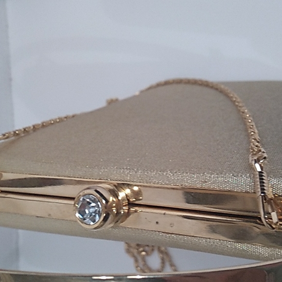 HANDBAG SHOULDER BAG SATIN WITH GOLD TONE HARDWARE - Picture 8 of 13